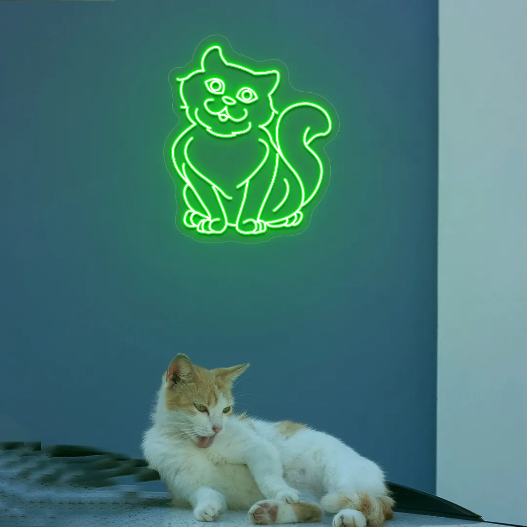 Meowster Cat Neon Sign | Green