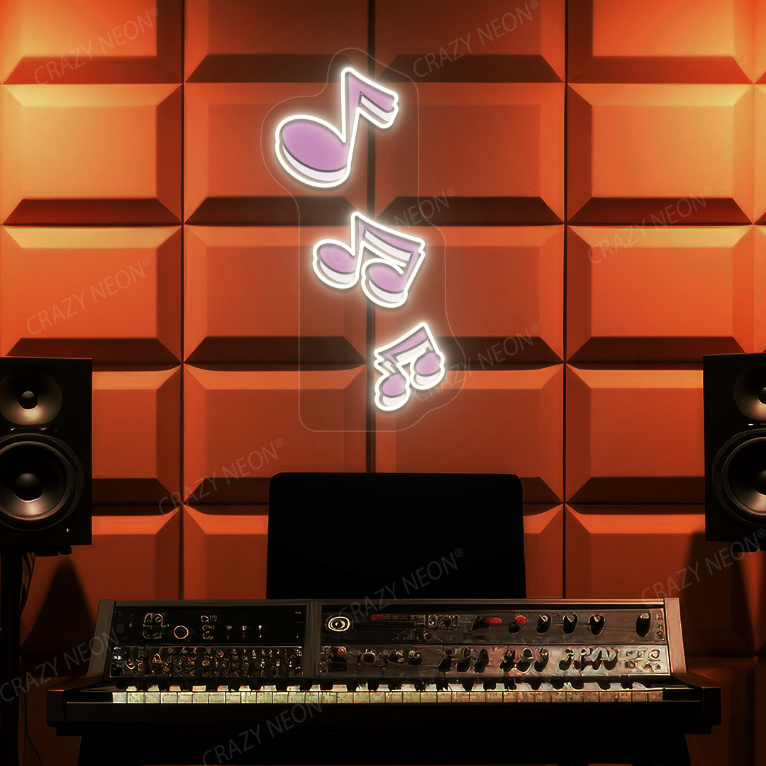 Musical Notes Neon Artwork | White