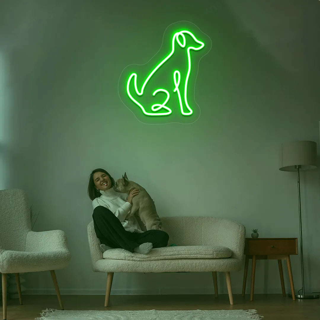 Contour Dog Neon Sign | Green