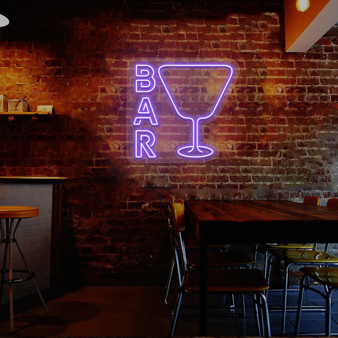 Bar and Glass Neon Sign | Purple