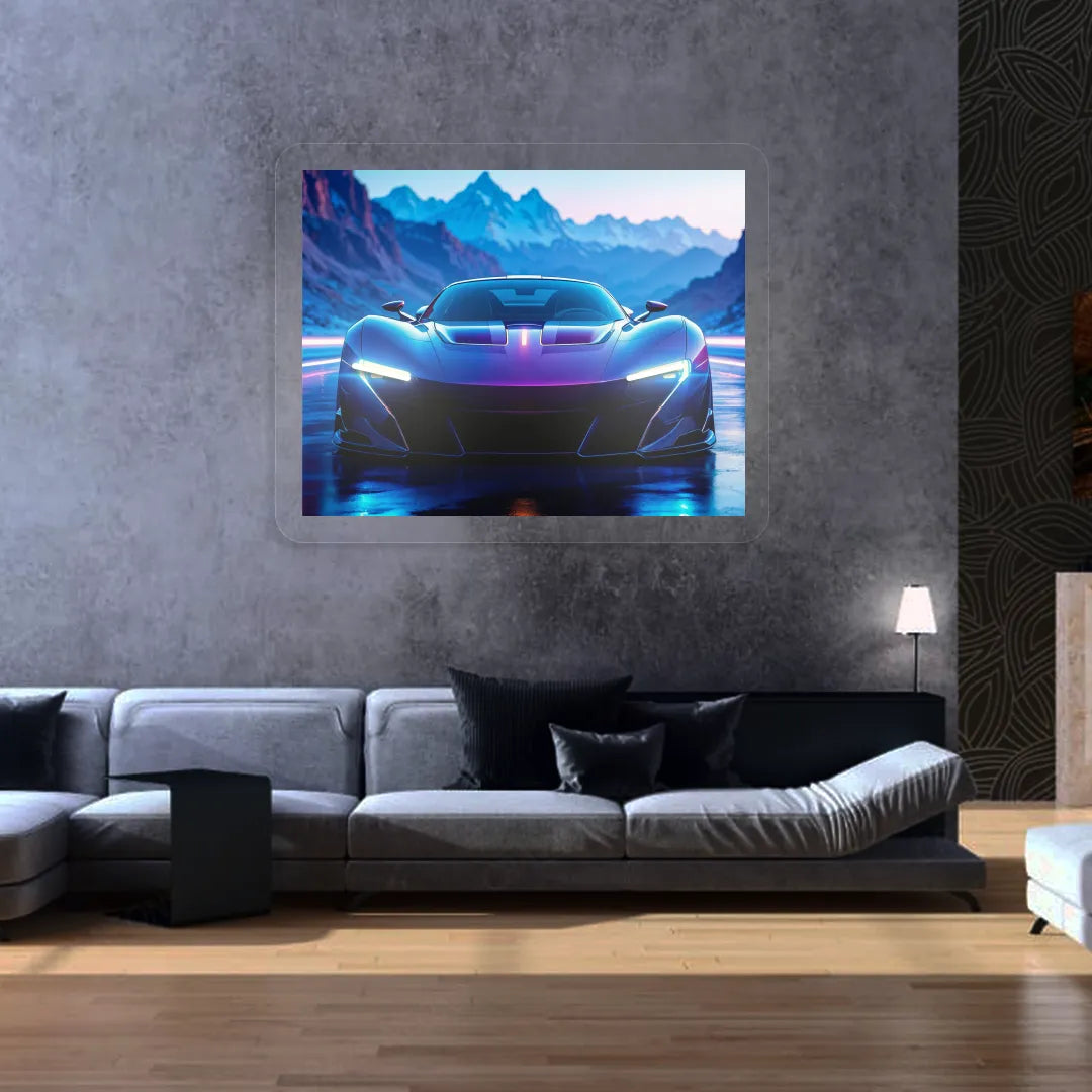 Concept Car Headlight Neon Artwork | White