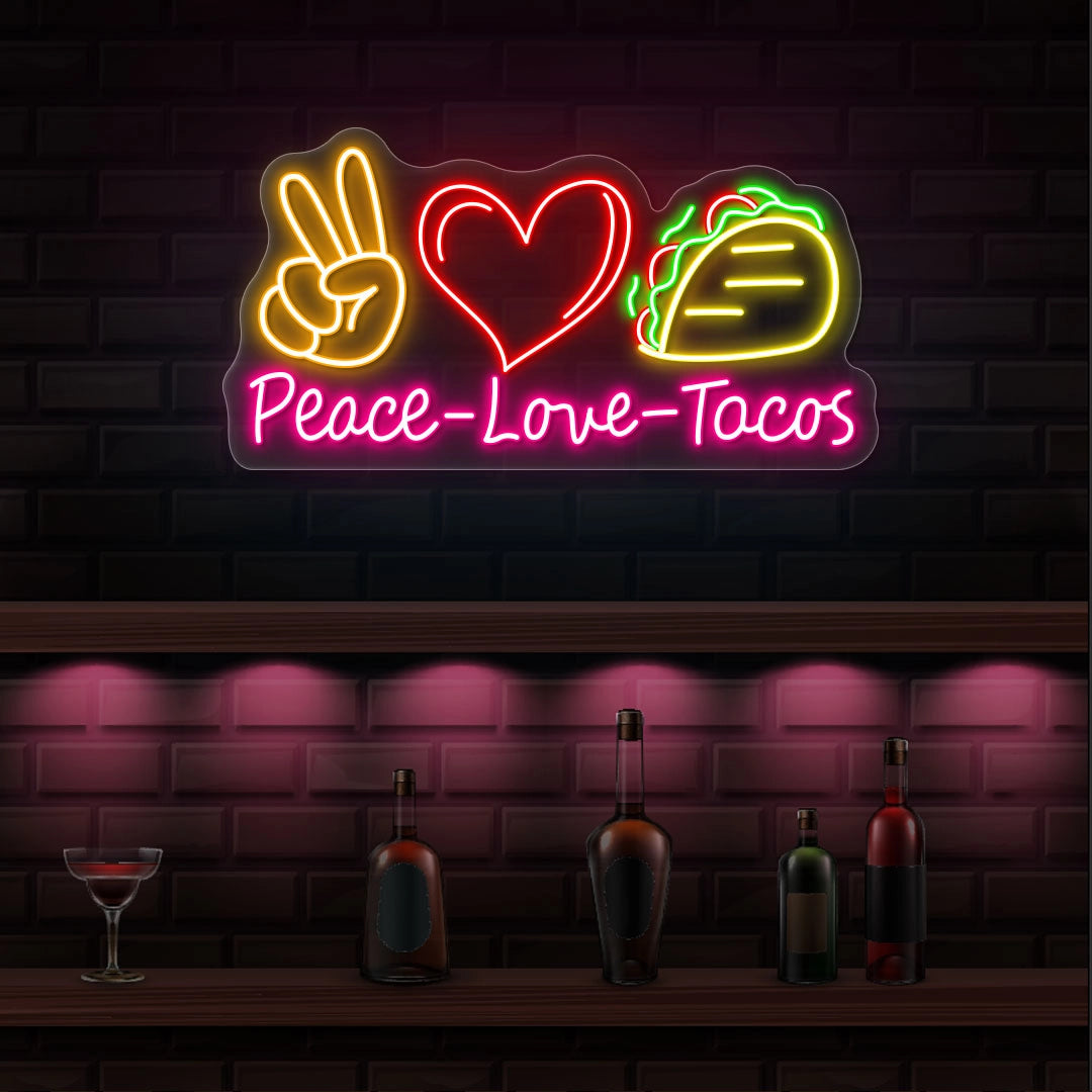 Peace Love Tacos Neon Sign | Pink