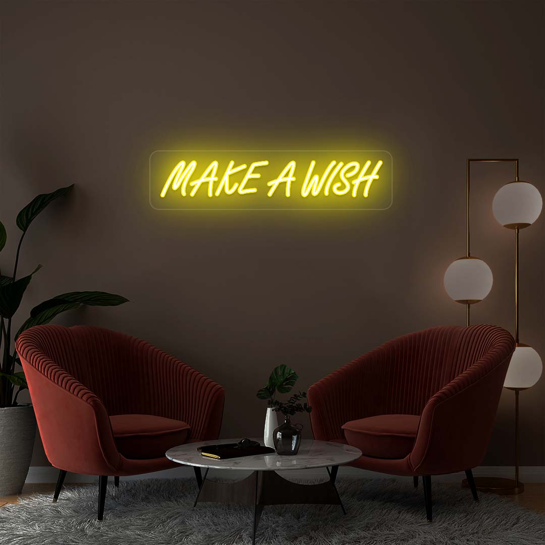 Make A Wish Neon Sign | Yellow