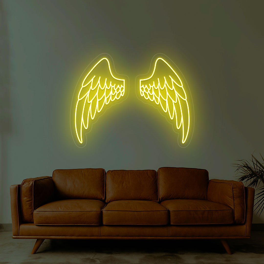 Angel Wings Neon Sign | Yellow