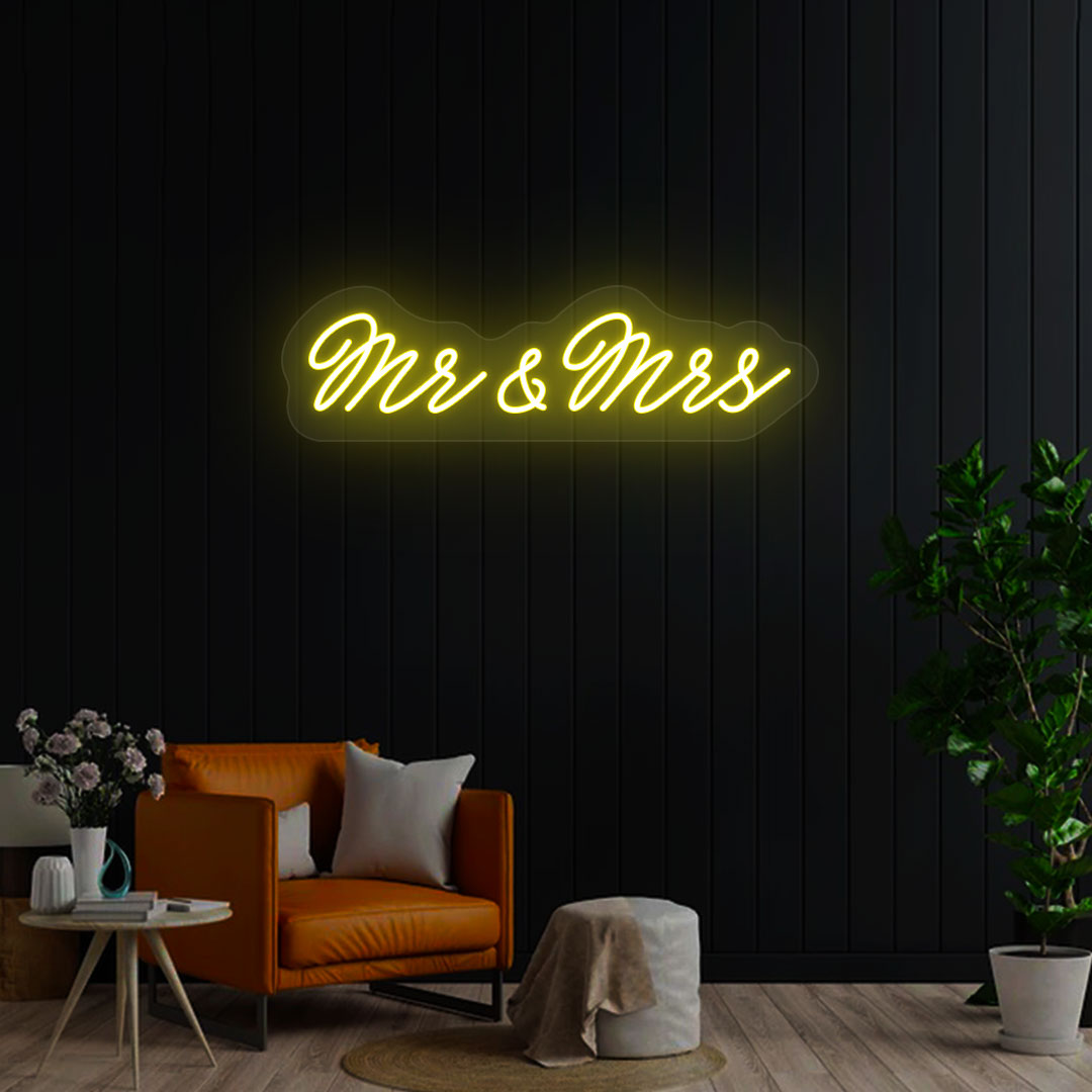 Mr & Mrs Neon Sign | Yellow