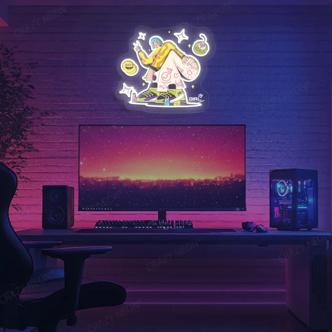 Vibe Queen Neon Artwork | White