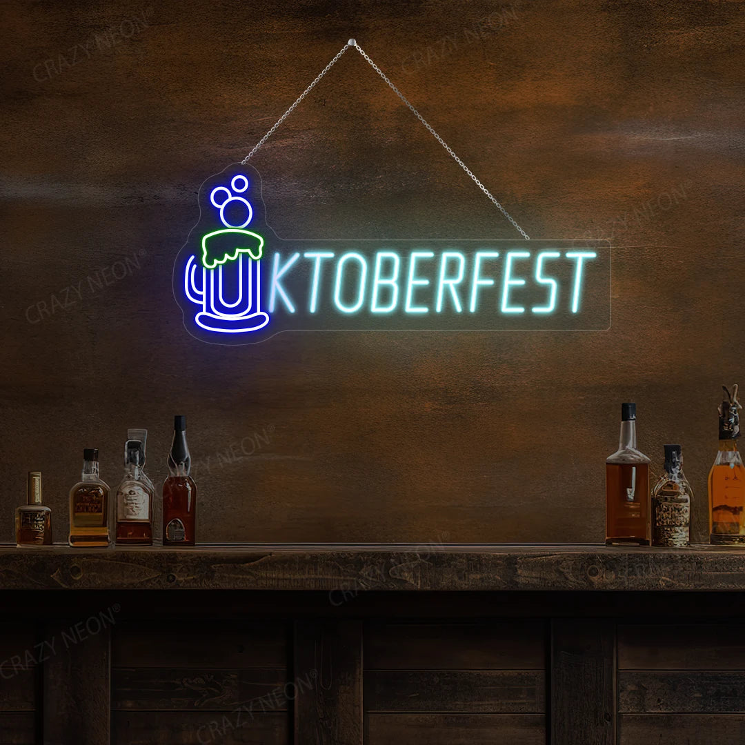Beer Mug Oktoberfest LED Neon Sign | Iceblue