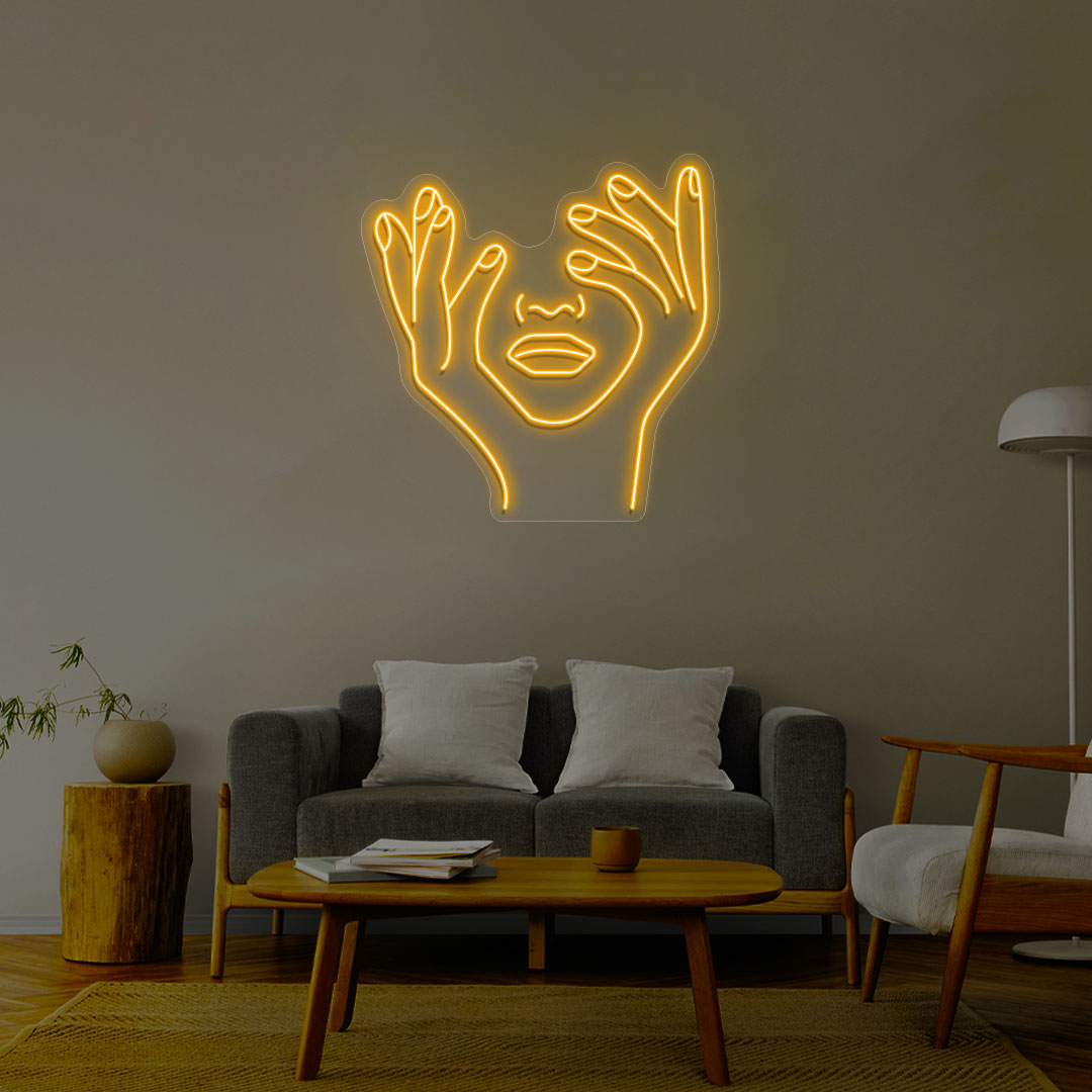 Aesthetic Face Neon Sign | Orange