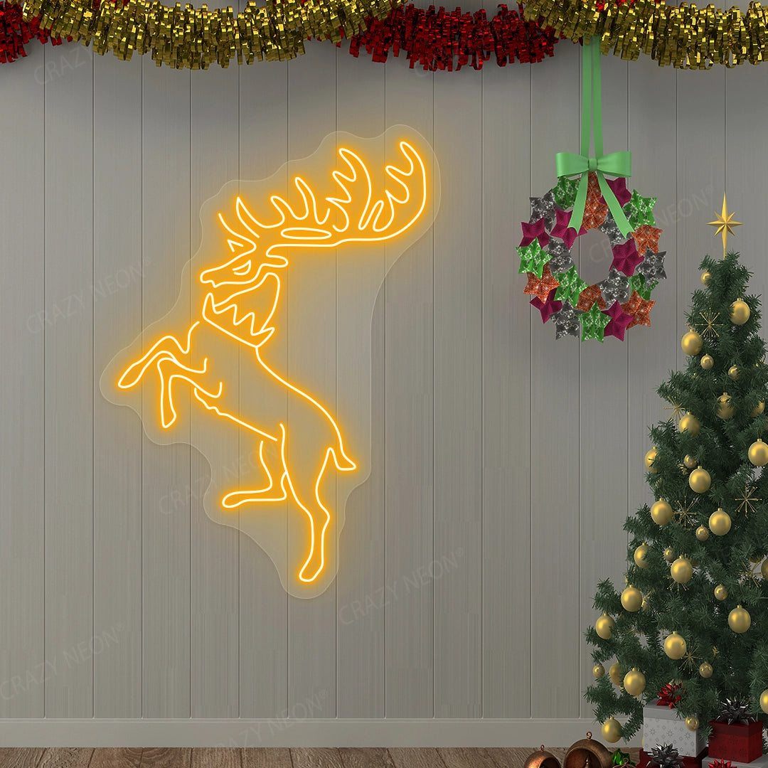 Christmas Reindeer Neon Sign | Orange