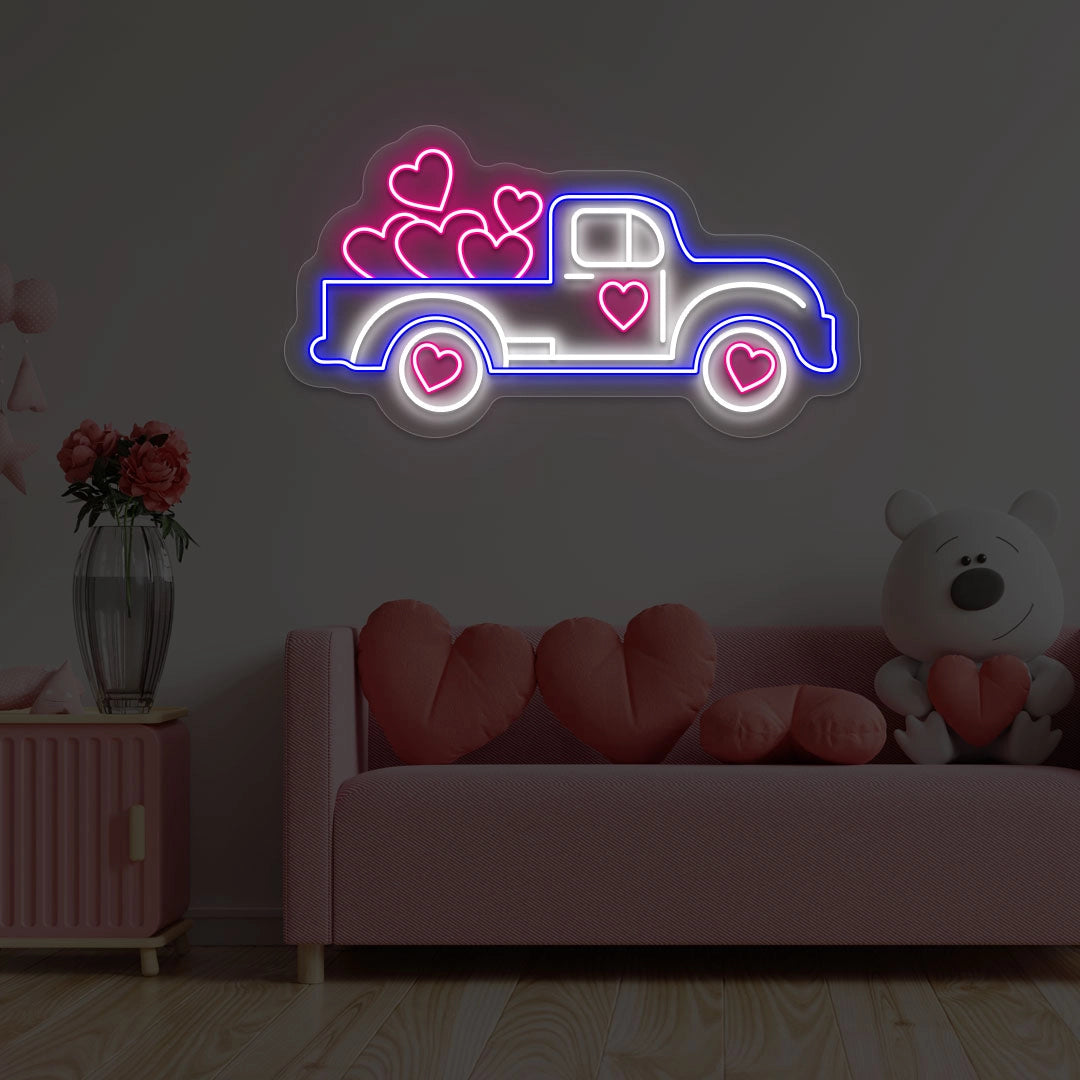 Delivering Love Truck Neon Sign | Blue