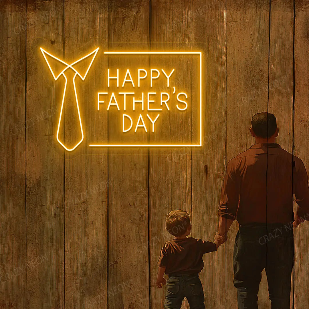 Happy Father's Day With Tie Neon Sign | Orange
