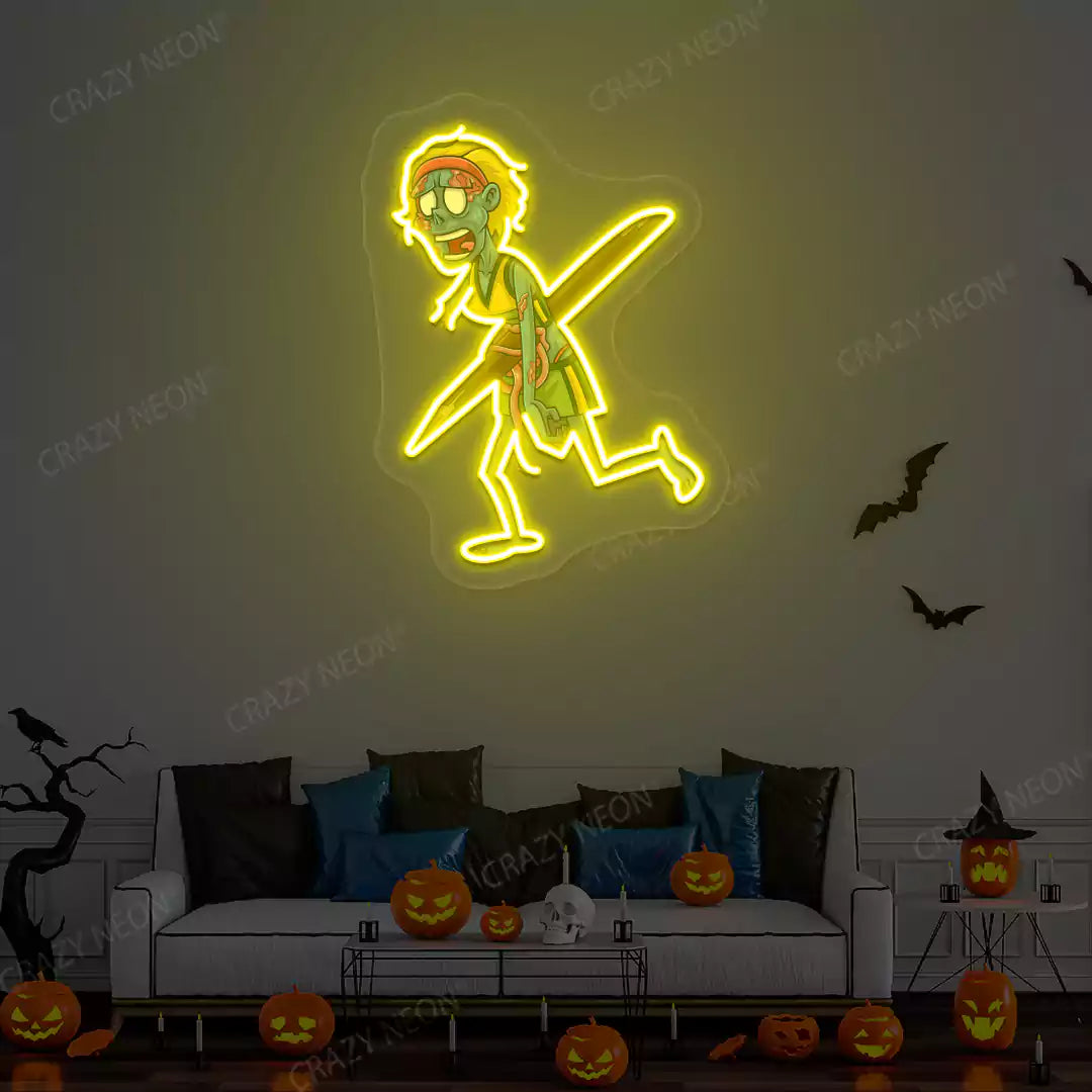 Impaled Zombie Neon Artwork | Yellow