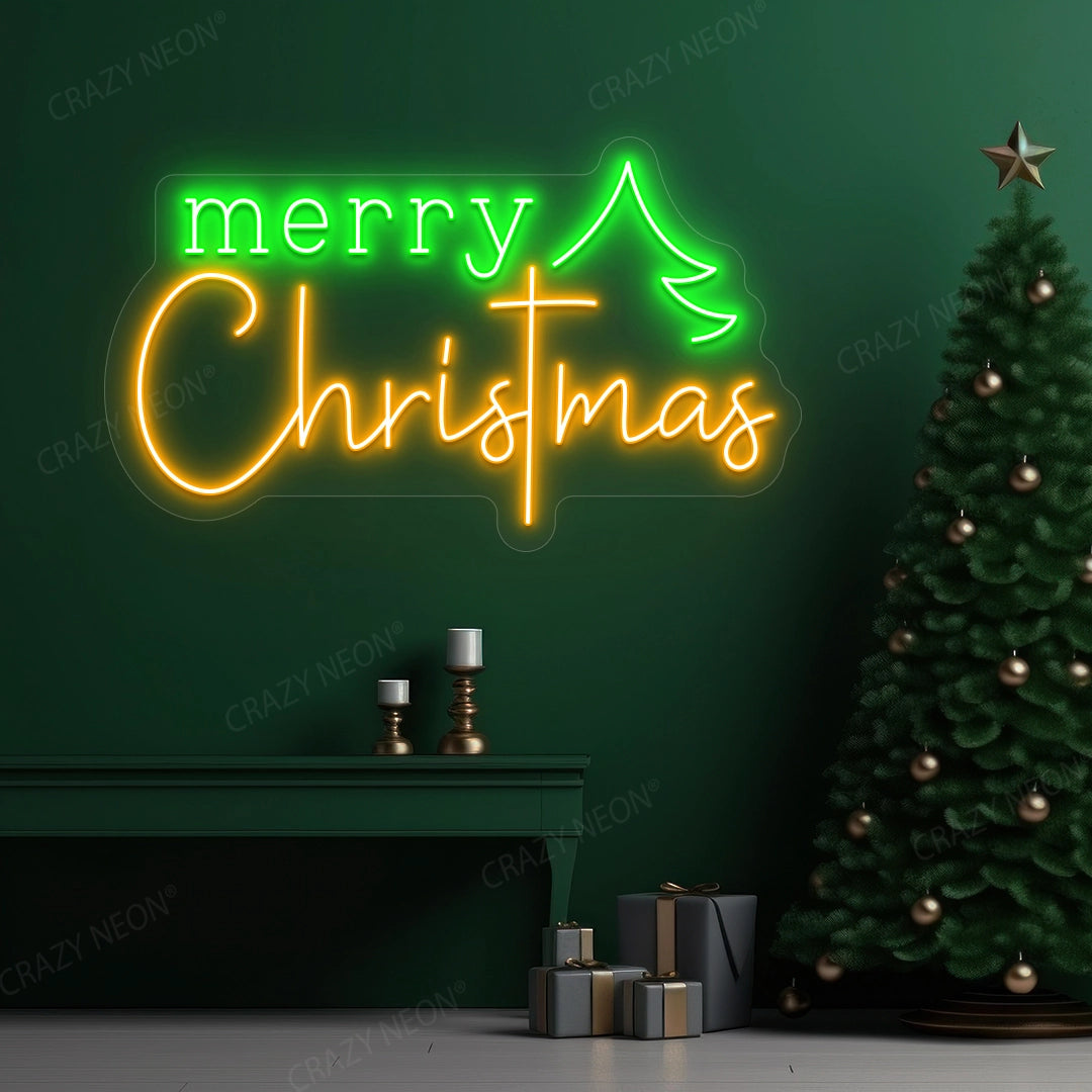 Christmas Wishes & Trees Neon Sign | Orange