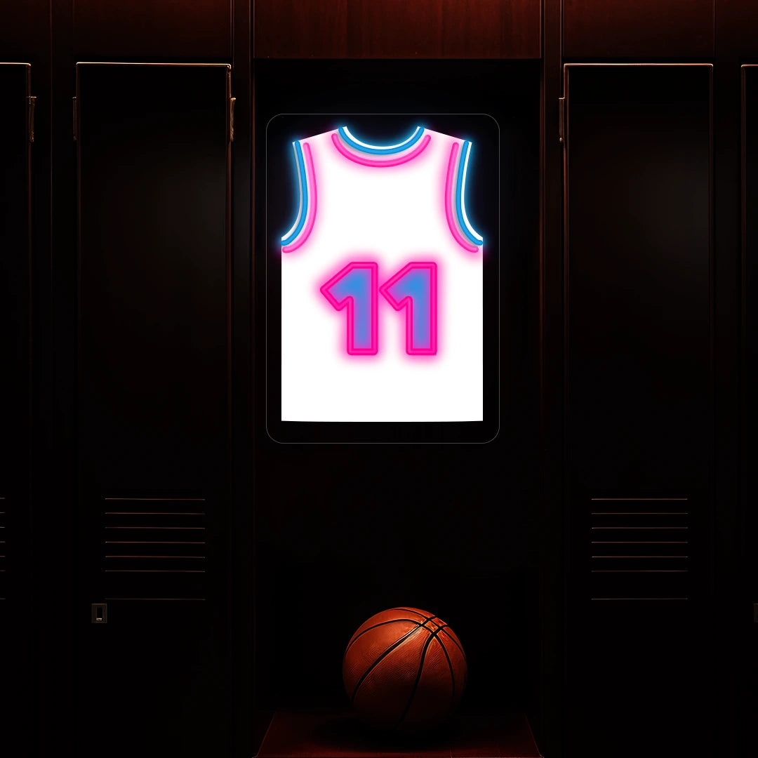 Miami Jaquez Jr. 11 Jersey Basketball Neon Artwork