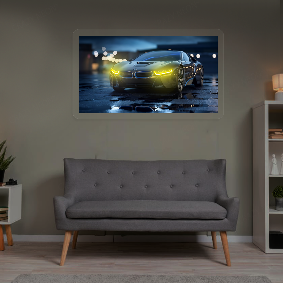 BMW i8 Coupe Neon Artwork | Yellow