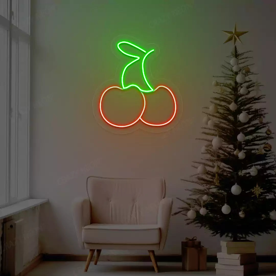 Festive Cherry Neon Sign | Green
