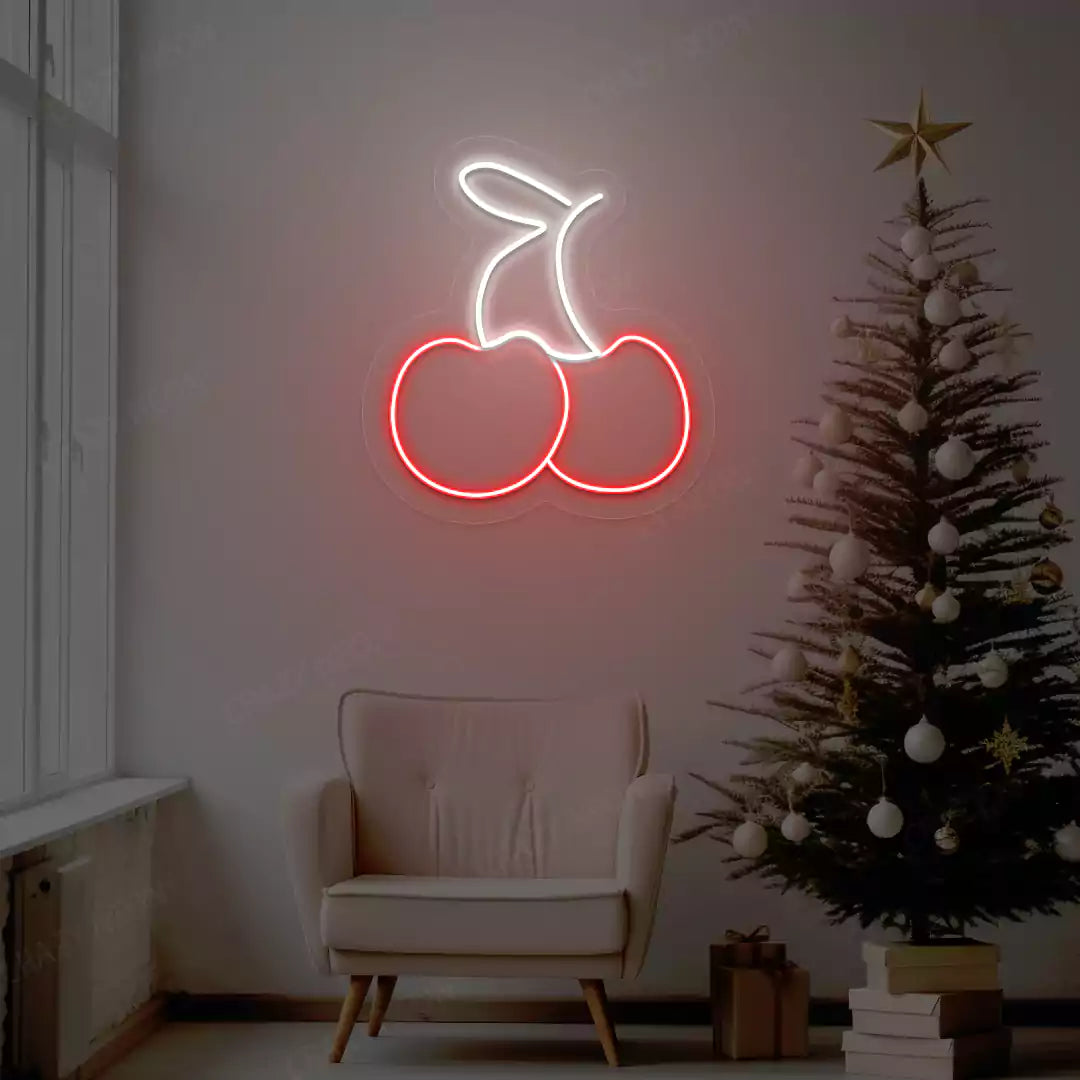 Festive Cherry Neon Sign | White
