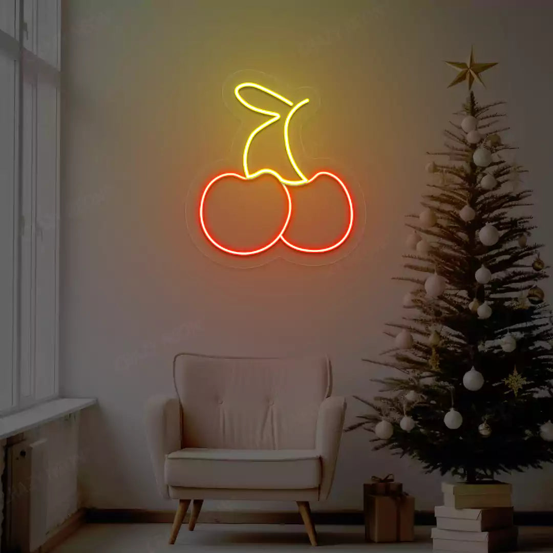 Festive Cherry Neon Sign | Yellow