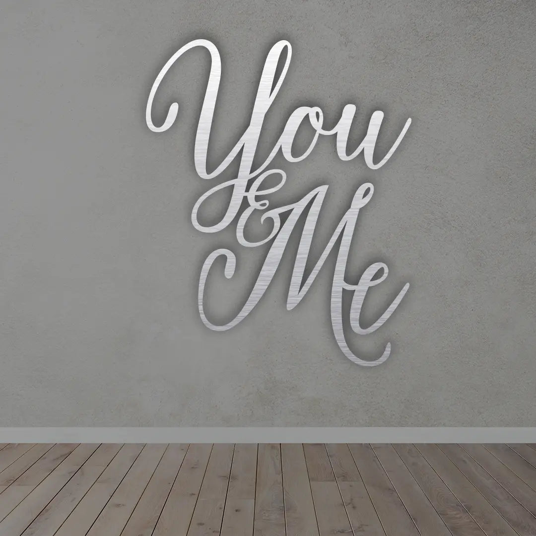You & Me Metal Wall Art in silver colour