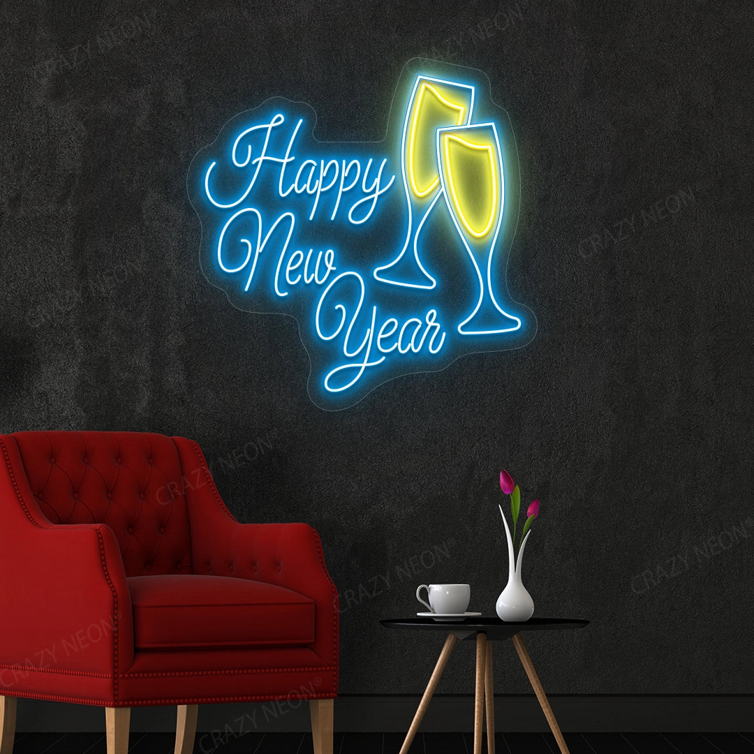 Happy New Year Neon Sign | Ice Blue