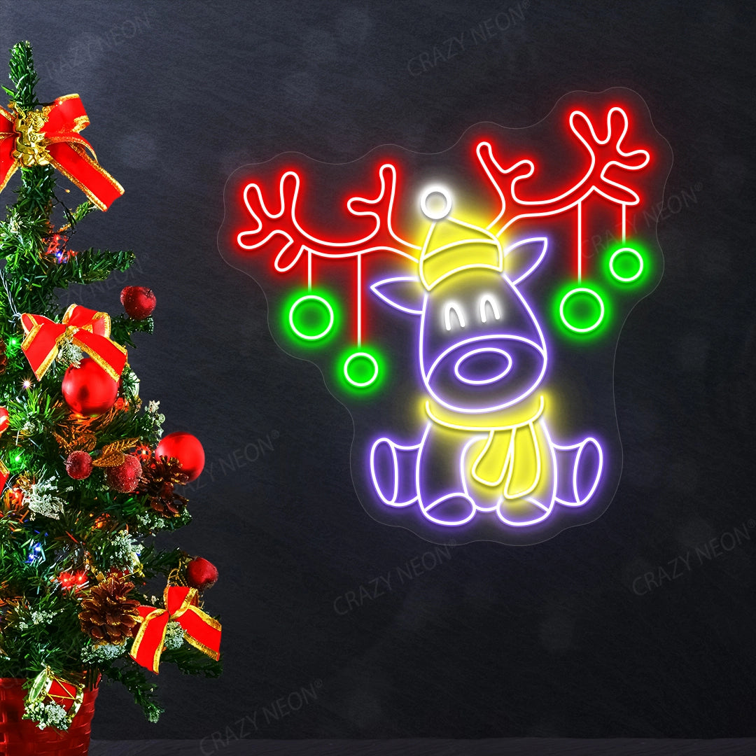 Santa's Reindeer Neon Sign | Purple