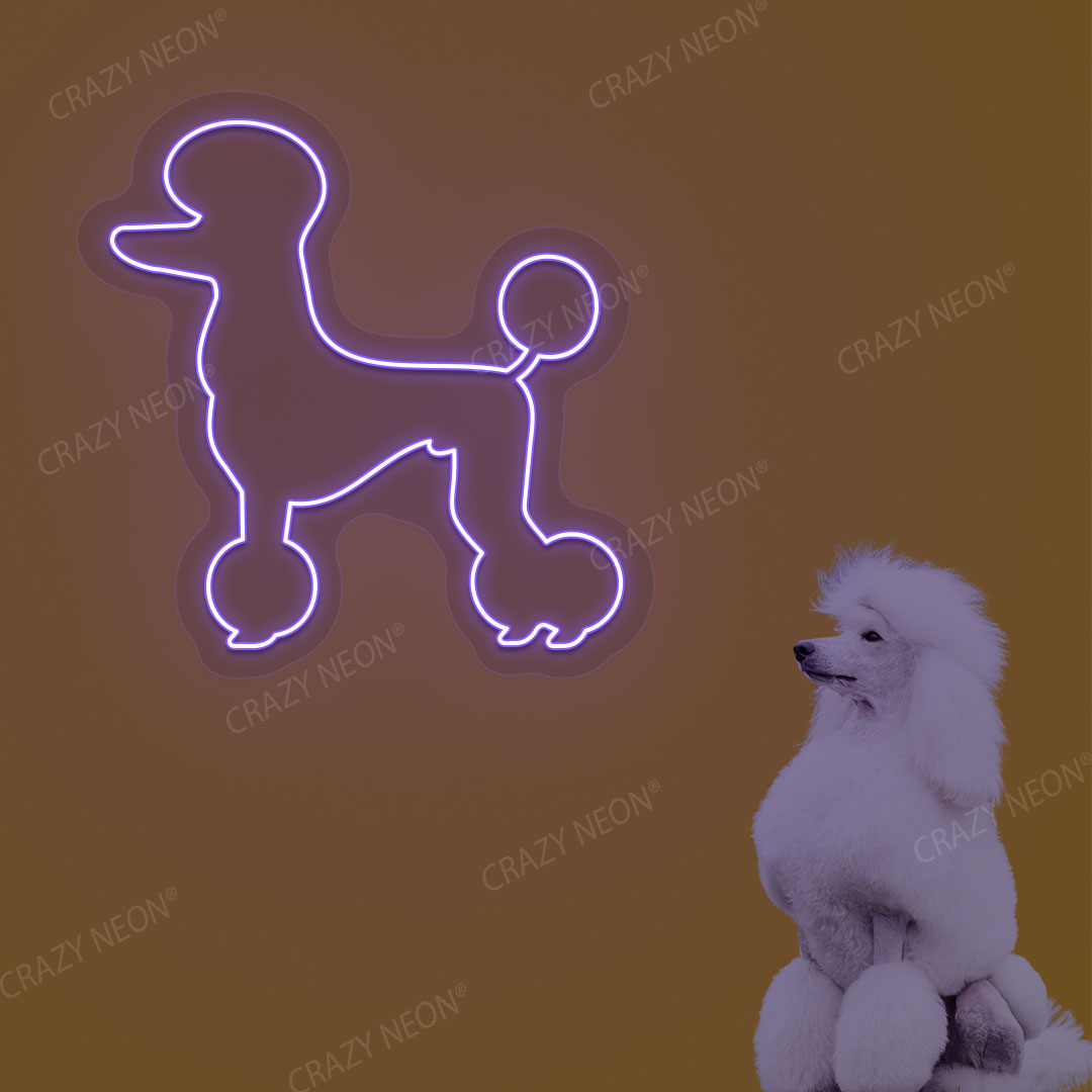 White Poodle Dog Neon Sign | Purple
