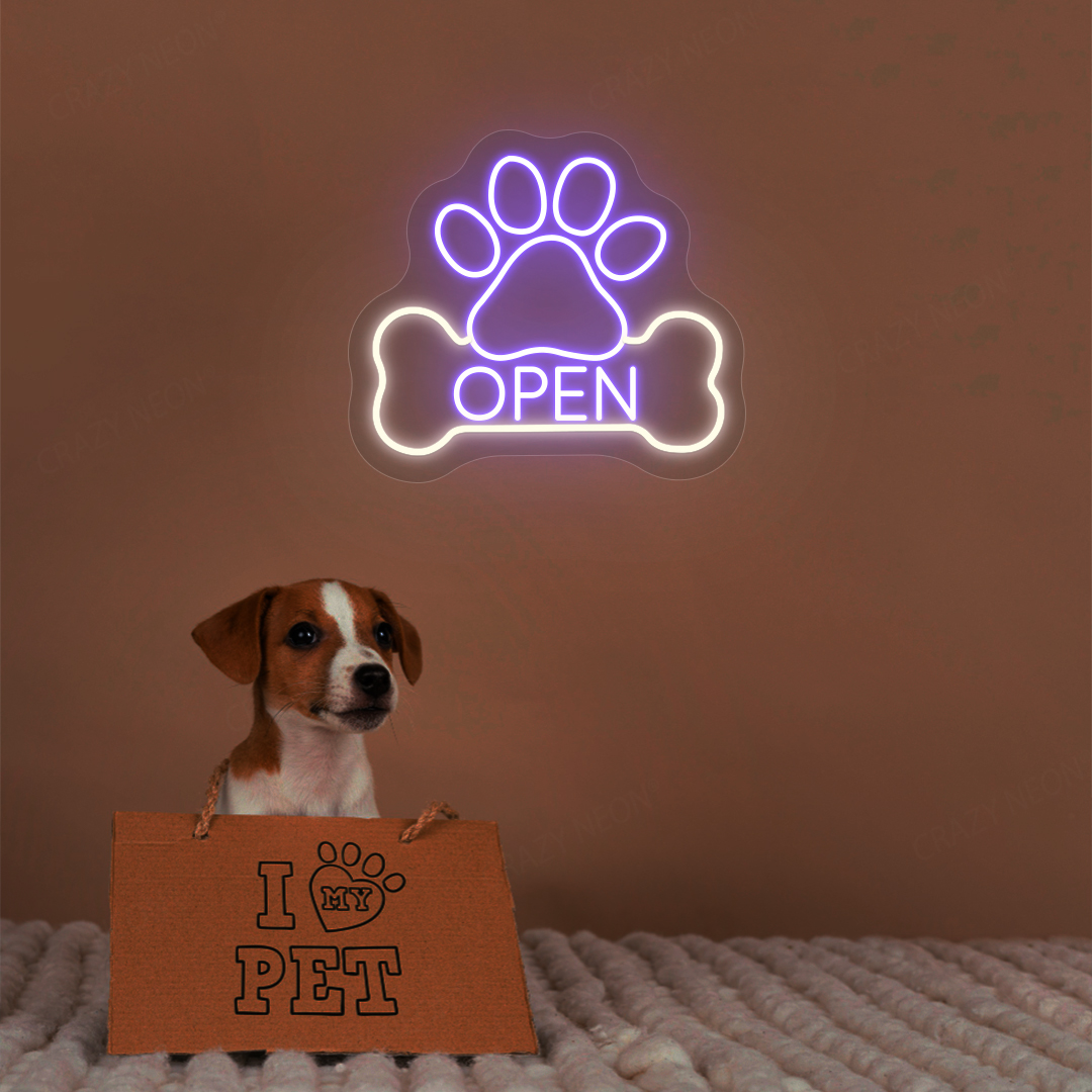 Open Pet Shop Neon Sign | Purple