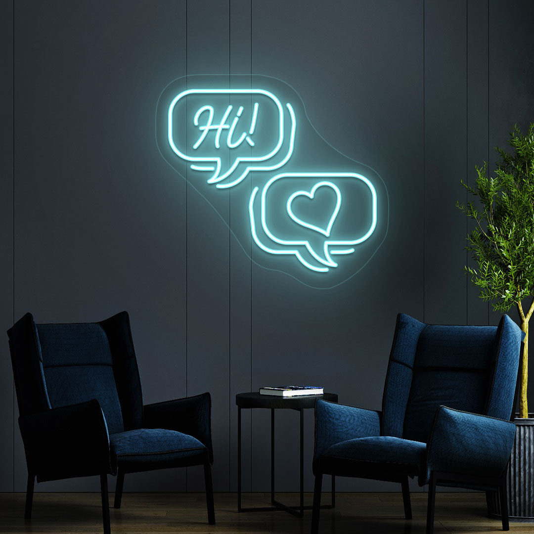 Hi Text Message Neon Sign | Iceblue
