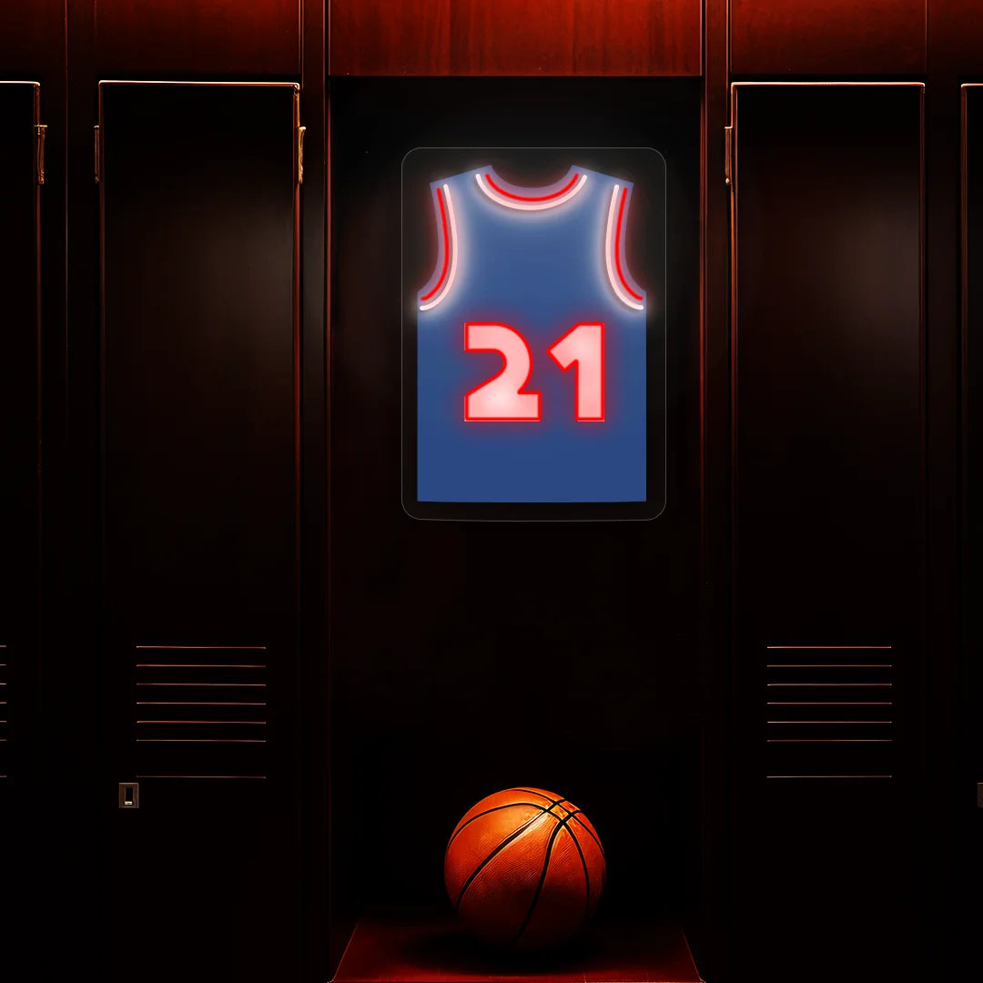 Philadelphia Embiid 21 Jersey Basketball Neon Artwork