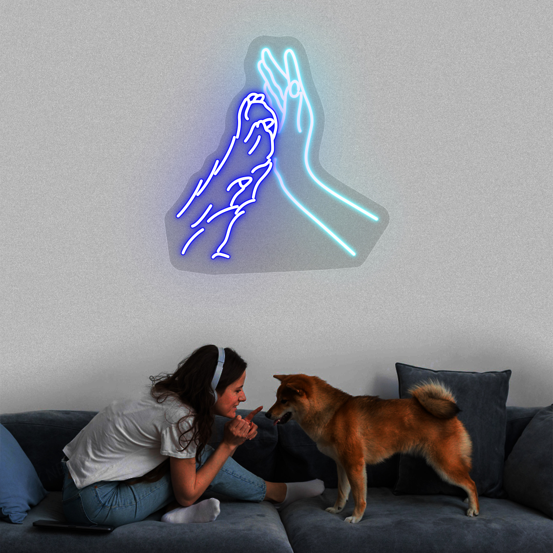 Pawesome High Five Neon Sign | Iceblue