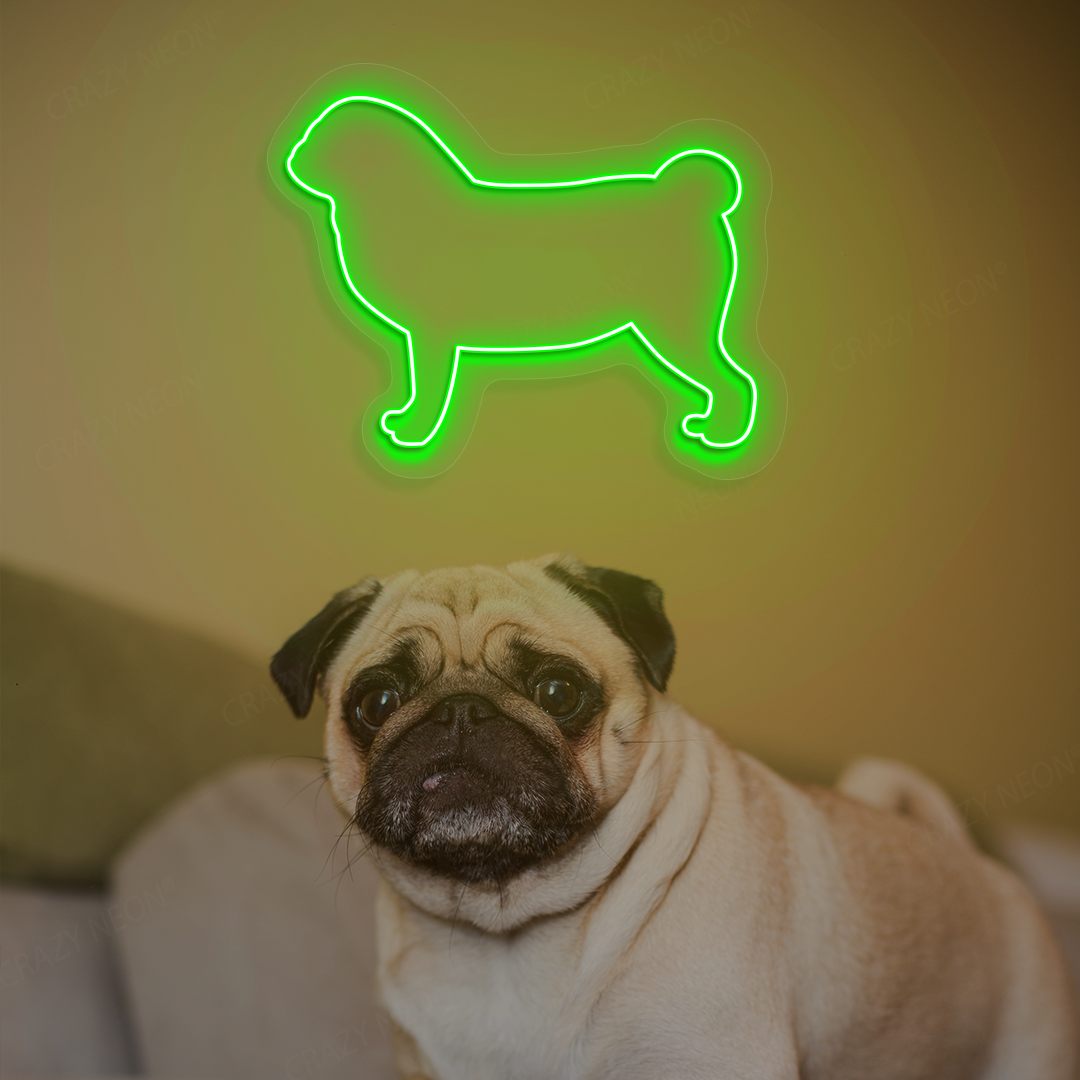 Pug Neon Sign | Green