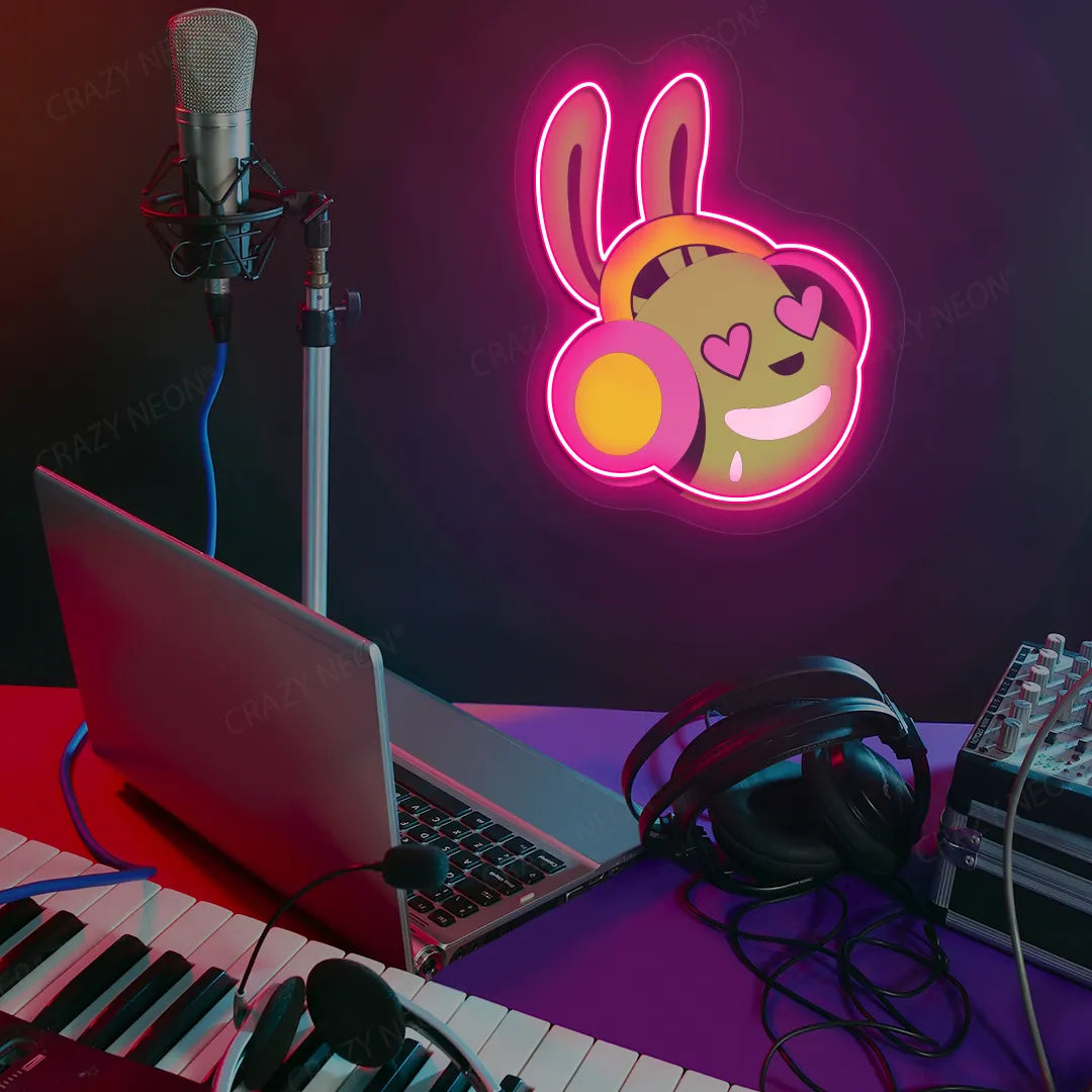 DJ Bunny Neon Artwork | Pink