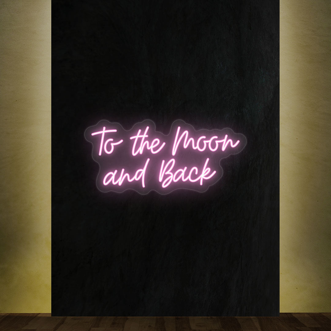 To The Moon And Back Text Neon Sign | Pink