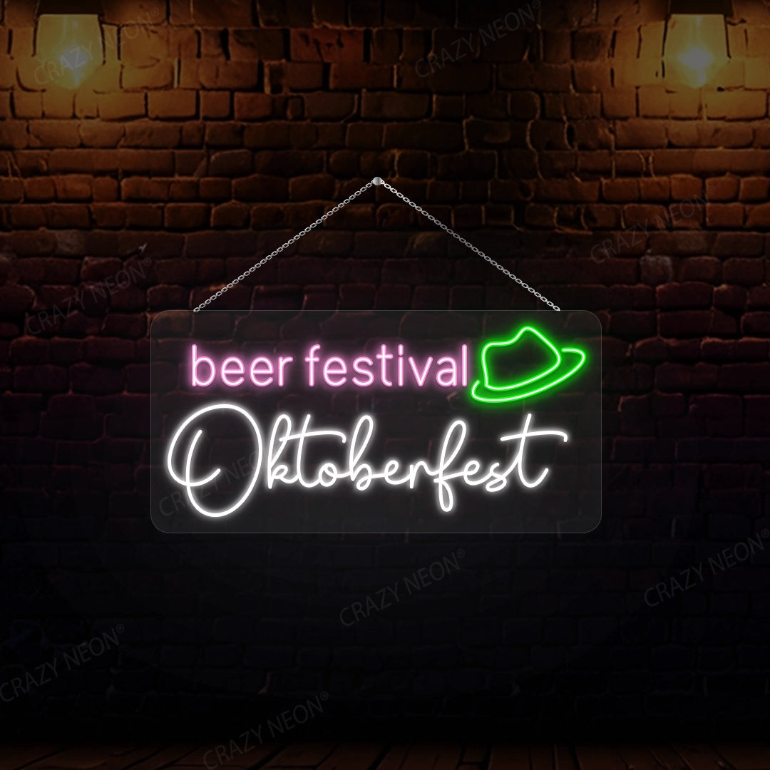 Beer Festival Oktoberfest Neon Sign | Pink