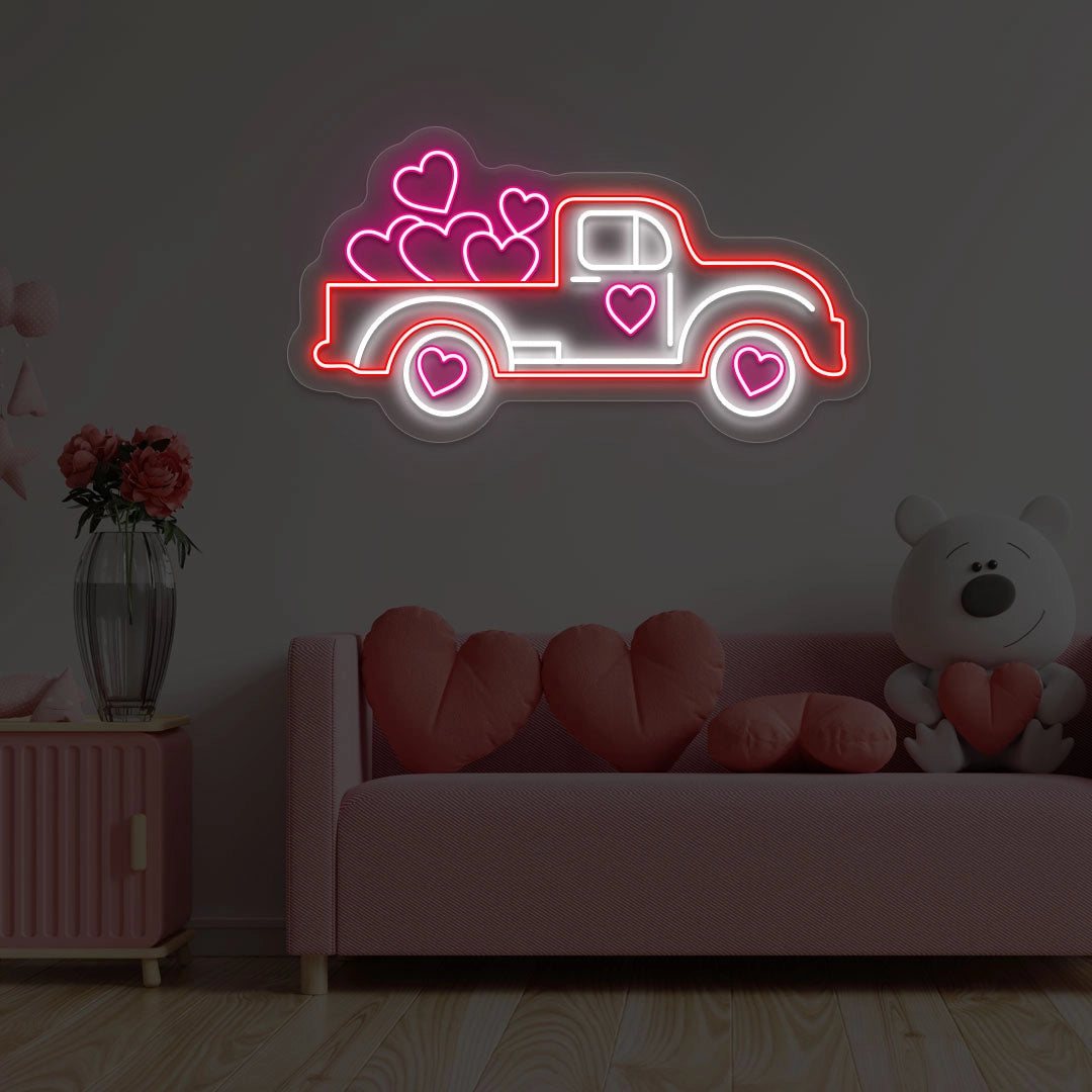 Delivering Love Truck Neon Sign | Red