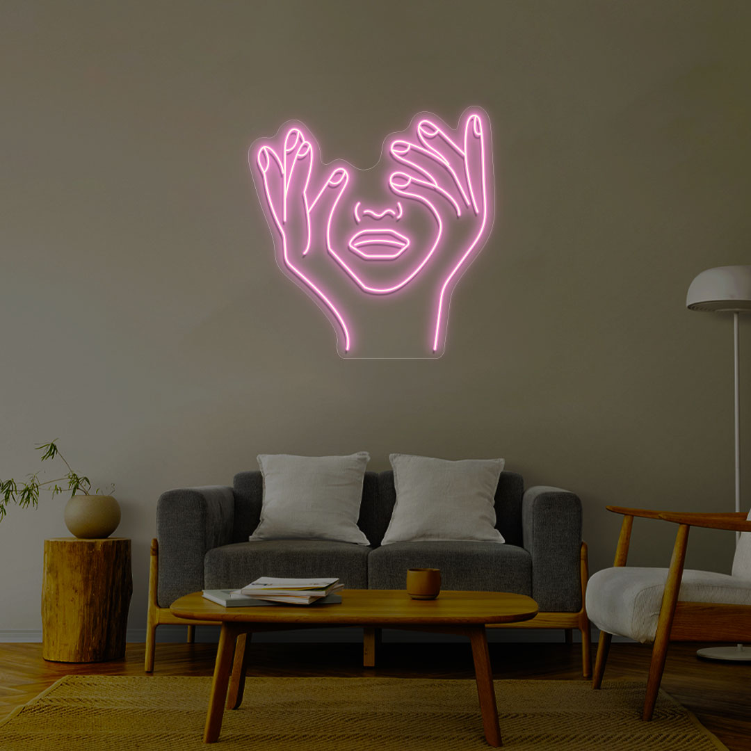 Aesthetic Face Neon Sign | Pink