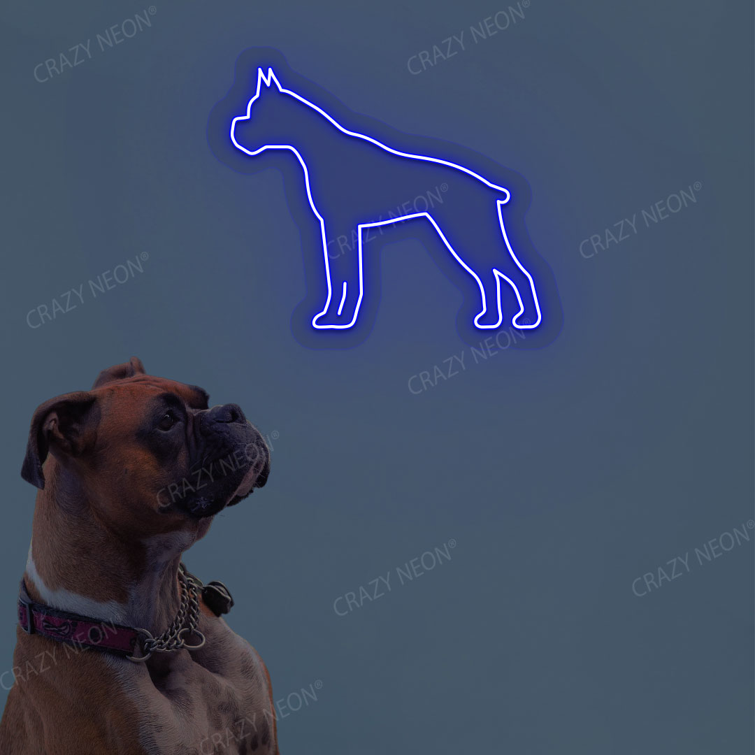 Boxer Dog Neon Sign | Blue