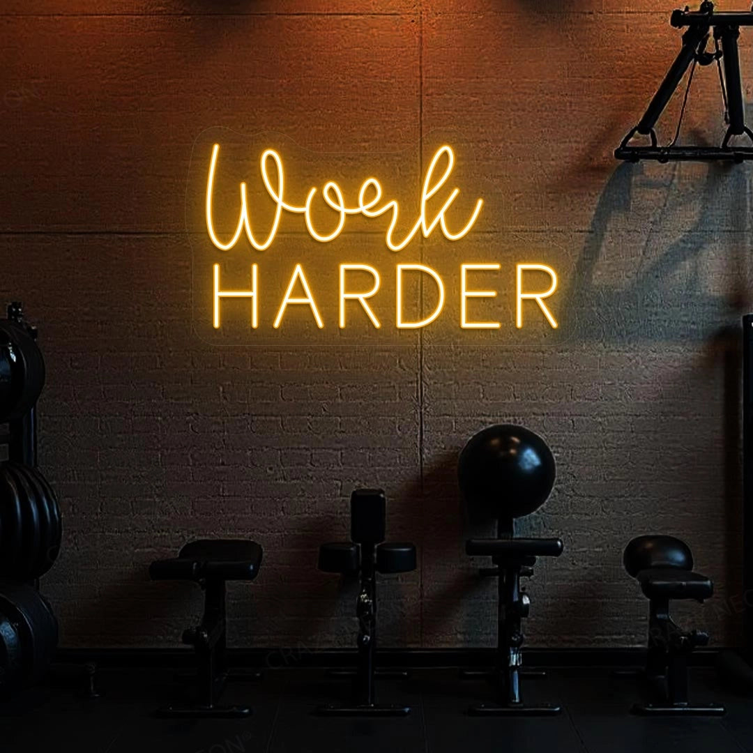 Work Harder Neon Sign | Orange