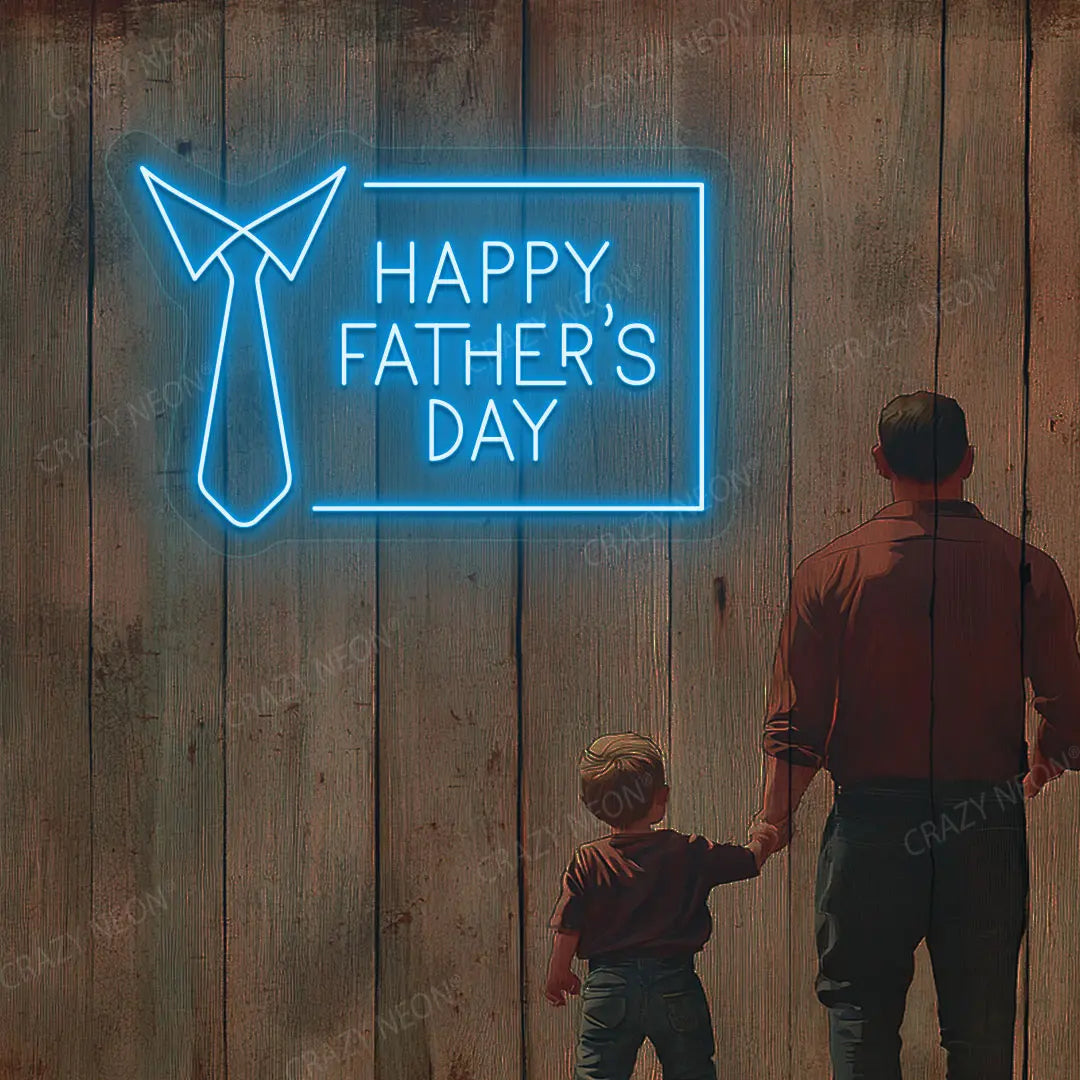 Happy Father's Day With Tie Neon Sign | iceblue