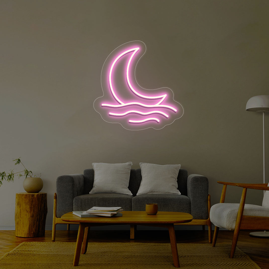 Moon With Waves Neon Sign | CNUS013170 | Pink