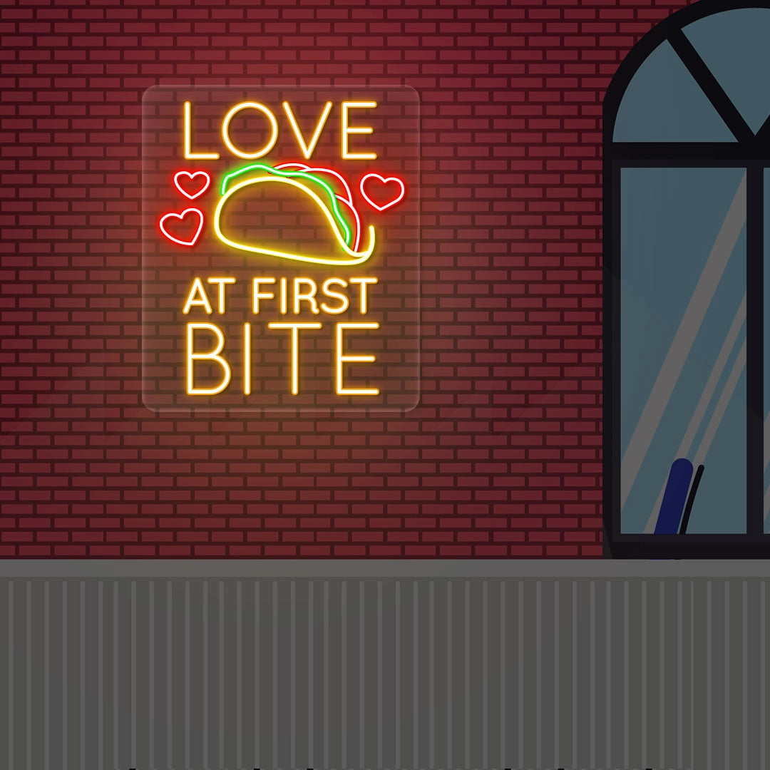 Love At First Bite Taco Neon Sign | Orange