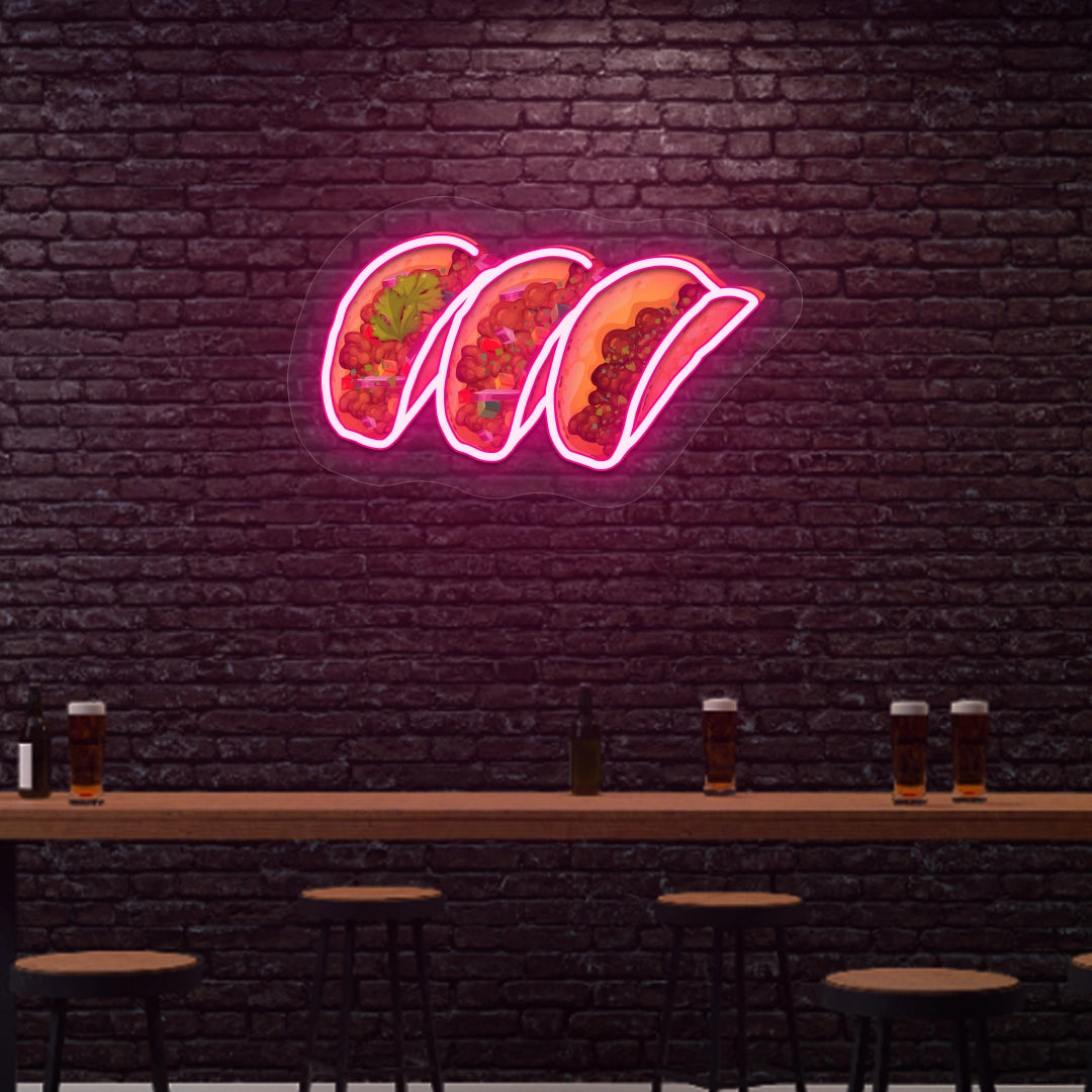 Tacos Neon Sign Artwork | Pink