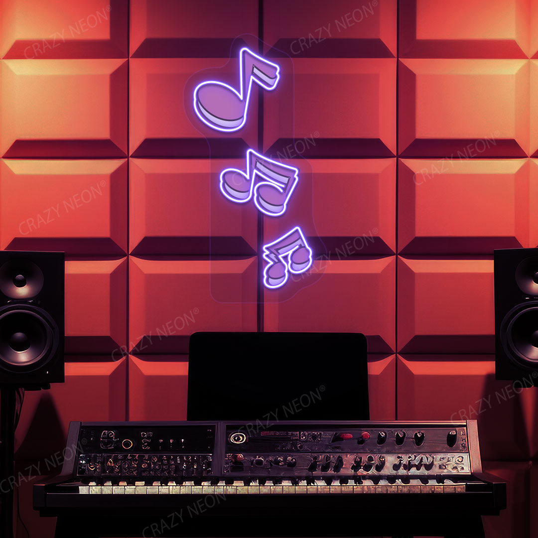 Musical Notes Neon Artwork | Purple