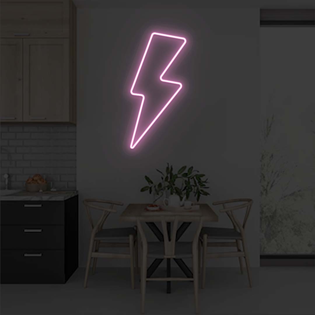 Lightning Bolt Neon Sign | Pink