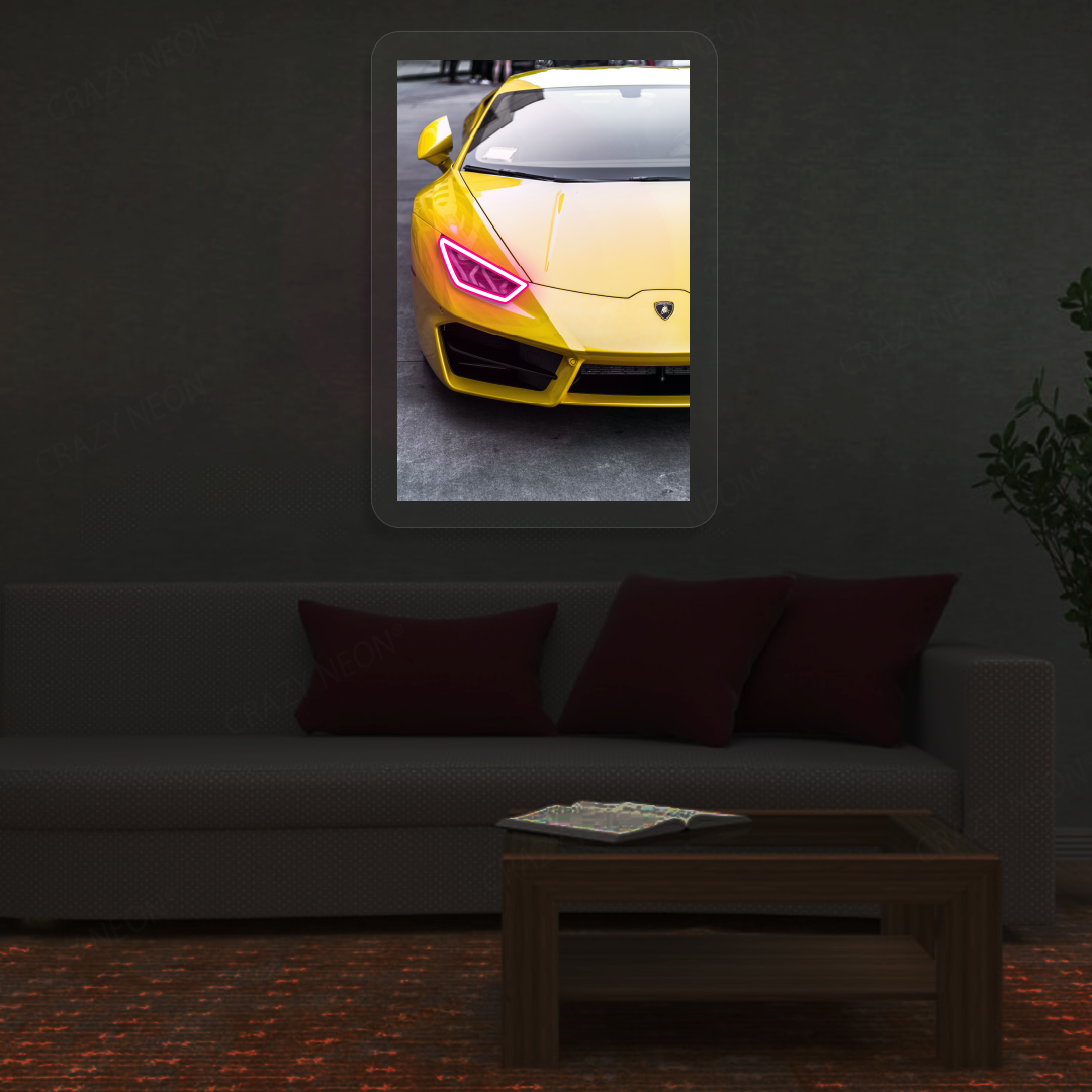 Lambo Huracán Headlight Neon Artwork | Pink