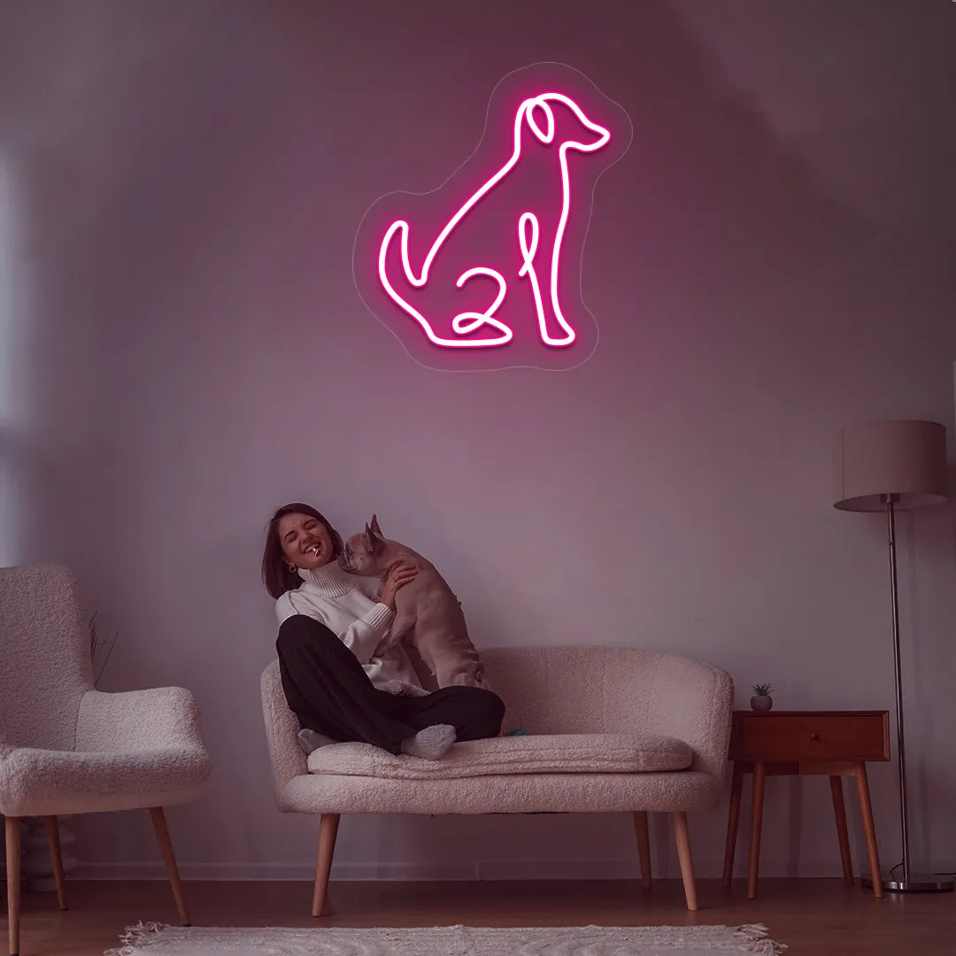 Contour Dog Neon Sign | Pink