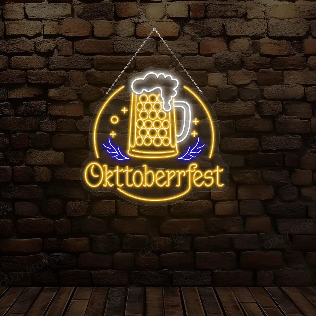 Oktoberfest Beer Mug Neon Sign | yellow