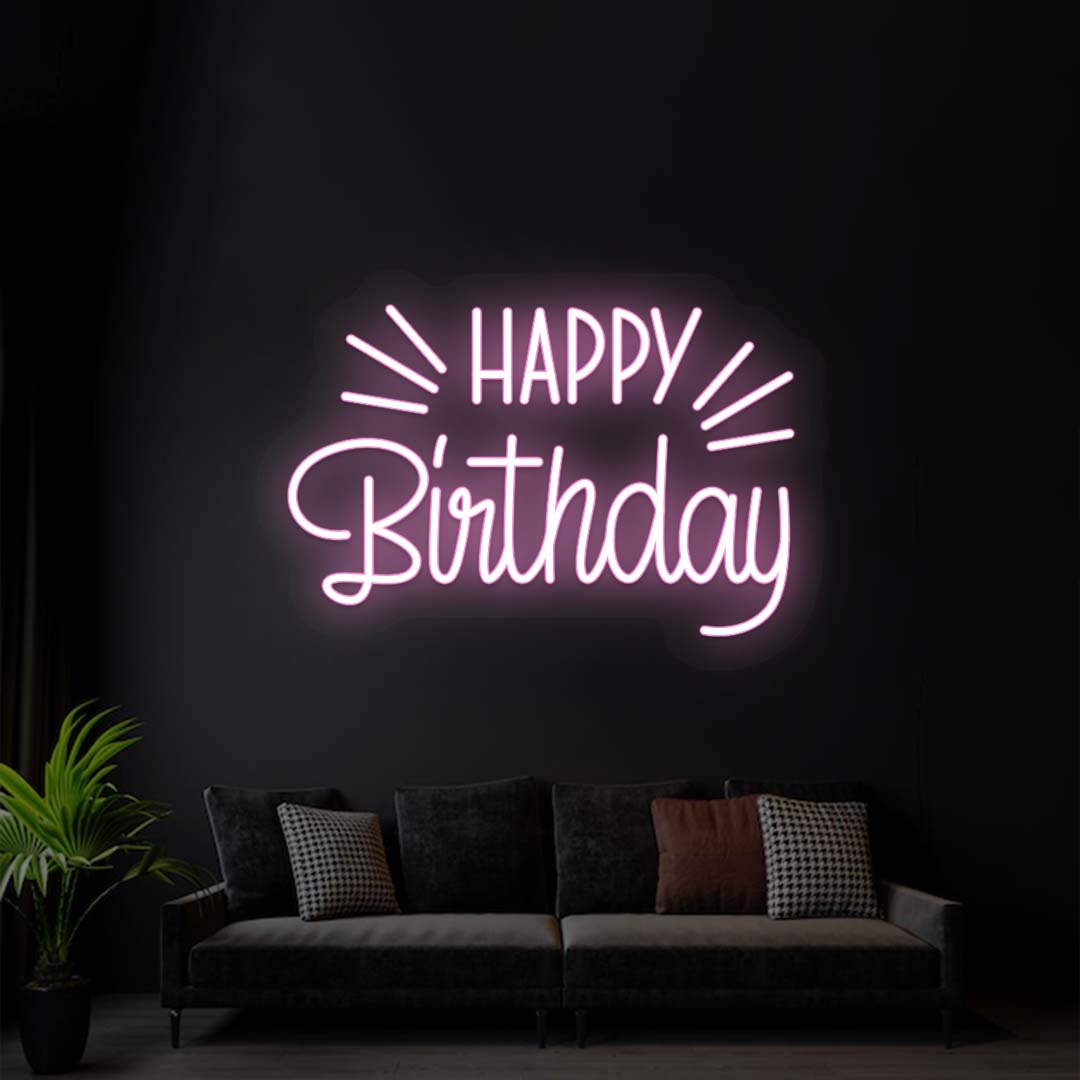Happy Birthday Neon Sign | Pink