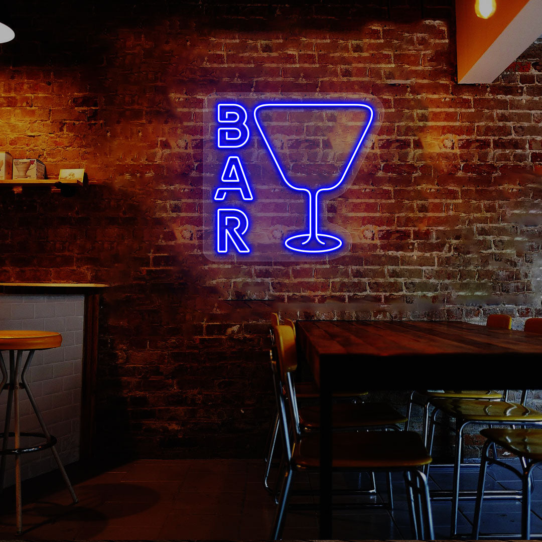 Bar and Glass Neon Sign | Blue