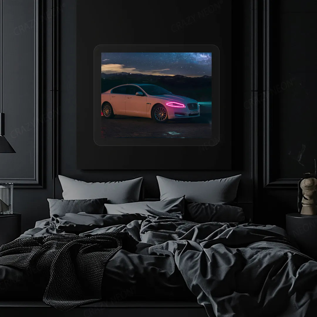 XJ luxury Car Neon Artwork | Pink